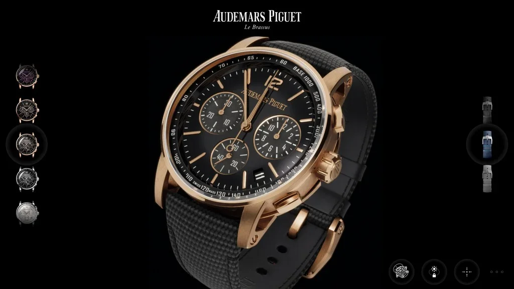 Luxury watch configurator, rose gold chronograph