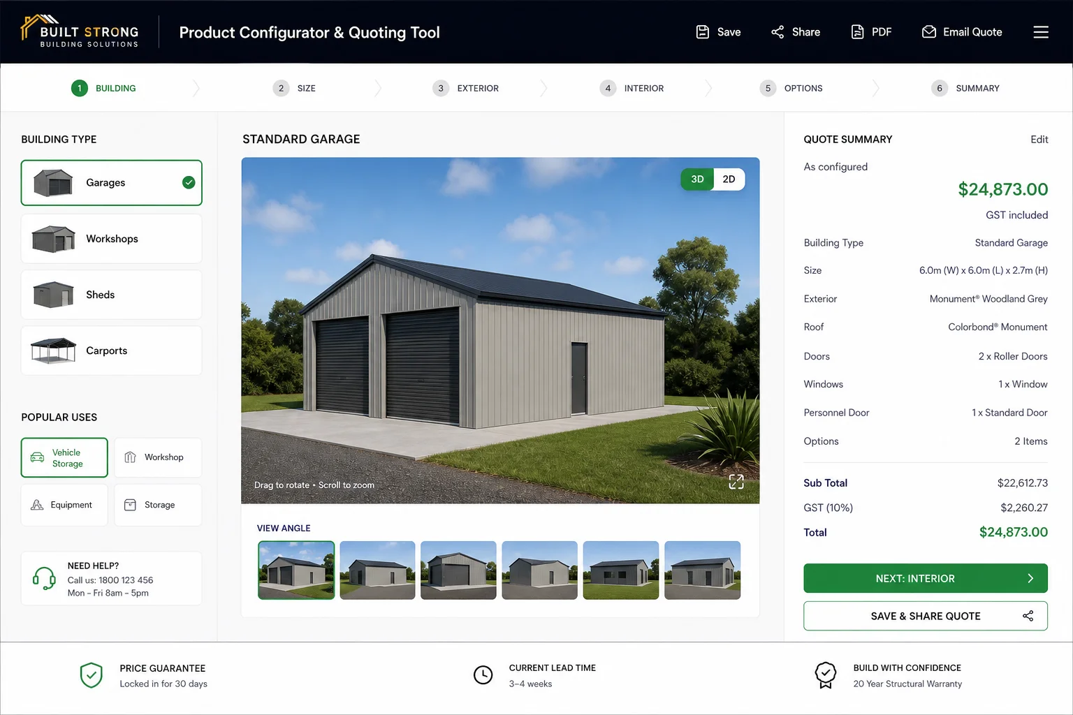 Product configurator and quoting tool