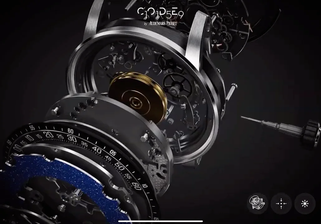 Exploded movement view with interaction modes