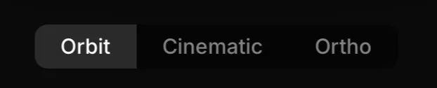 CarViewer three camera modes: Orbit, Cinematic, and Orthographic